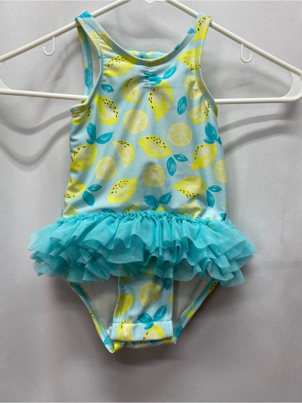 Lemon ruffle bathing suit girls 12-18 months blue yellow ballerina swimsuit